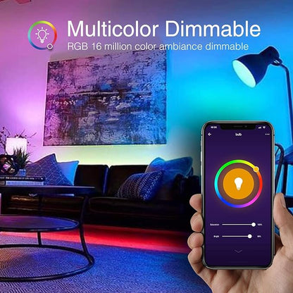 Beantech Smart Bulb, WiFi Light Bulbs, Color Changing Light Bulb, Smart Light Bulbs Work with Alexa & Google Assistant, A19 RGB Alexa Light Bulb, RGB+White, Dimmable LED Light Bulbs, (Pack of 6)