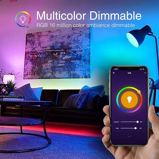 Beantech Smart Bulb, WiFi Light Bulbs, Color Changing Light Bulb, Smart Light Bulbs Work with Alexa & Google Assistant, A19 RGB Alexa Light Bulb, RGB+White, Dimmable LED Light Bulbs, (Pack of 6)
