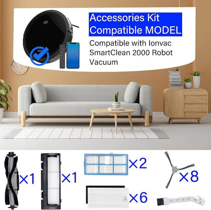19 Pack SmartClean 2000 Accessories Kit for Ionvac SmartClean 2000 Robot Vacuum Replacement Parts