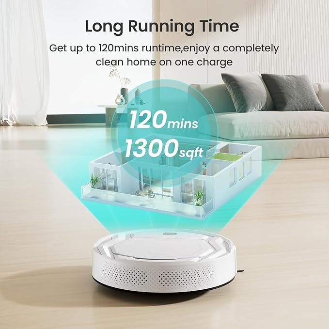 Lefant M310 Robot Vacuum Cleaner, 4500Pa Powerful Suction, PreciSense Obstacle Avoidance, Slim, Quite, 160 Mins Self-Charging Robotic Vacuums, WiFi/App/Voice, Ideal for Pet Hair Hard Floors, Gray