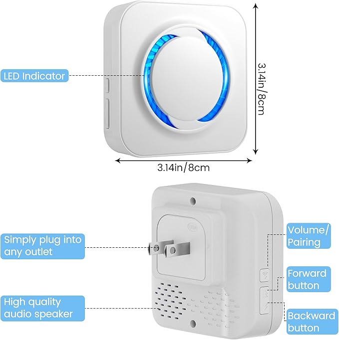 LUCKYDUO Smart Wireless Doorbell Chime - Compatible with Blink, Ring, Google Nest Video Doorbells, APP Setup, 5 Adjustable Volume Ringer, Wireless Door Bells Chimes for Business/Home, White