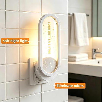 Mini Plug-in Air Purifier with Night Light, Quiet Odor Eliminator for Bathroom Pantry Pet Area, Small Space Air Cleaner (White)