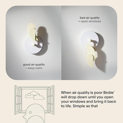 Birdie 2.0 - Design Indoor CO2 Monitor for House Burping - Air Quality Meter for Home & Office - Visual Air Quality Sensor for Fresh Air - Wall Mounted - Swiss Sensor Technology-Dune, FullBirdie