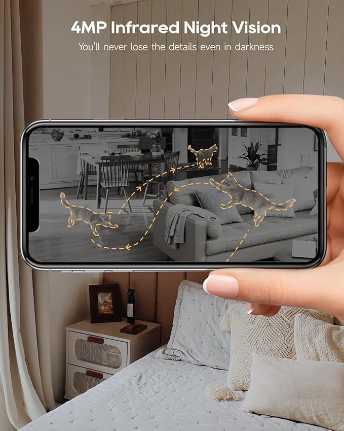 DREAME 2.5K 4MP Pet Dog Camera, Security Cameras Wireless Indoor, Dual-Band 5G/2.4G Wi-Fi, Auto-Tracking, 360° Pan-Tilt, Cloud & Local Storage, Physical Privacy Mode, Work with Alexa & Google, Grey