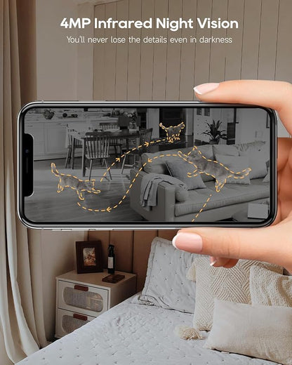DREAME 2.5K 4MP Pet Dog Camera, Security Cameras Wireless Indoor, Dual-Band 5G/2.4G Wi-Fi, Auto-Tracking, 360° Pan-Tilt, Cloud & Local Storage, Physical Privacy Mode, Work with Alexa & Google, Grey
