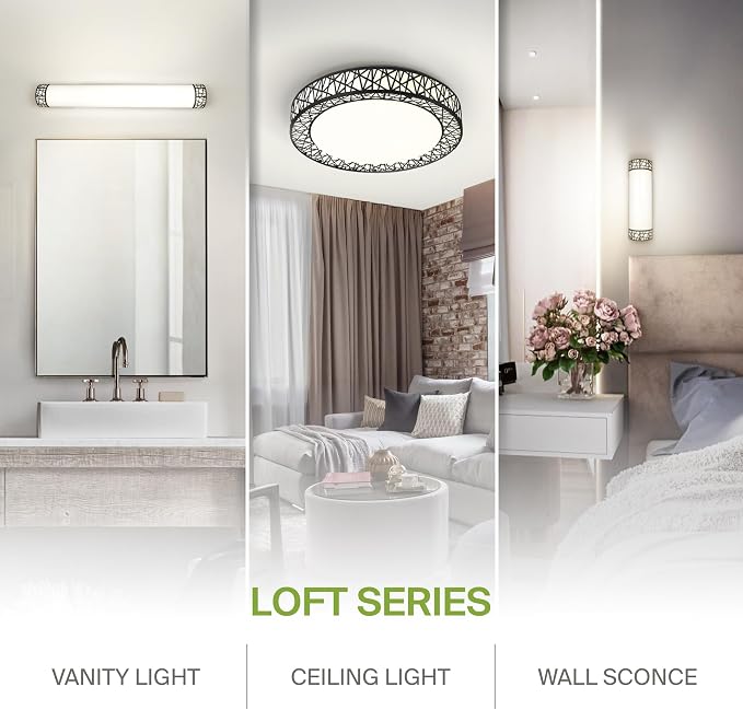ASD 16 Inch LED Flush Mount Ceiling Light Fixture for Bedroom, 28W 1752LM 5CCT 2700K-5000K, Triac Dimmable Lights, Dining, Living Room, Kitchen Lamps, Modern Home Lighting Fixtures, Black, ETL