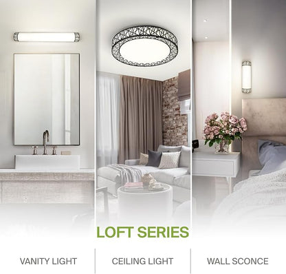 ASD 16 Inch LED Flush Mount Ceiling Light Fixture for Bedroom, 28W 1752LM 5CCT 2700K-5000K, Triac Dimmable Lights, Dining, Living Room, Kitchen Lamps, Modern Home Lighting Fixtures, Black, ETL
