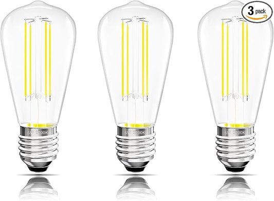 Edison Bulbs E26 Medium Base 2700K Soft White, 750LM ST19 Vintage LED Filament Bulb Clear Glass, Equivalent 75W Dimmable Lights Bulb 90+ CRI for Chandeliers, Pendants, Wall Sconces, 3 Pack