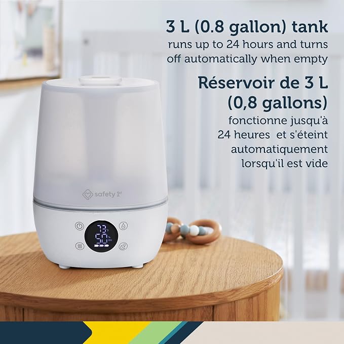 Safety 1st Humid Control Filter Free Humidifier, Detects temperature and humidity levels, White
