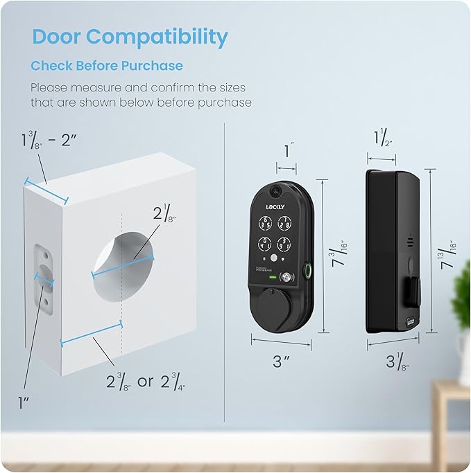 Lockly (Refurbished) Vision Smart Lock with Camera, Video Doorbell Keyless Entry Door Lock Wi-Fi, PIN Genie Keypad, Fingerprint, Remote Control, Easy Installation, No Monthly Fee