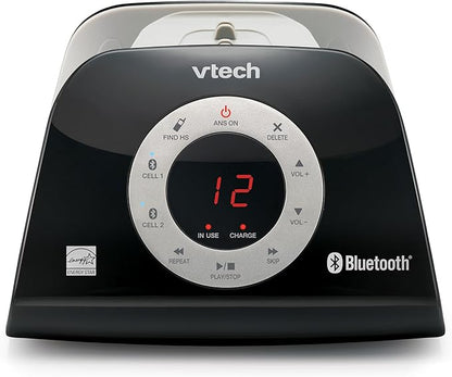 VTech VS122 DECT 6.0 Retro Design Cordless Phone with Answering System, Smart Call Blocker and Bluetooth Connect to Cell Full-Duplex Speakerphone Landline Phone for Home Office
