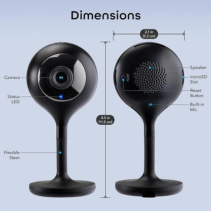 Geeni Look 2K 4MP Smart Indoor Security Camera – 1440p Ultra HD WiFi Pet & Baby Monitor with 2-Way Audio, Motion Detection Zones, 10m Night Vision, & USB-C Power – Works with Alexa & Google Assistant