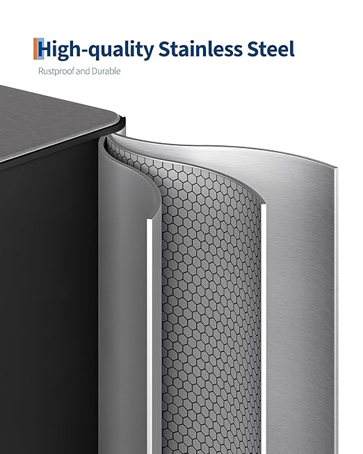 Garvee Trash Can, 16 gal Dual Compartment Stainless Steel Kitchen Trash Can for Recycling, 8+8 gal Dual Compartment Recycling Kitchen Step Trash Bin, Soft-Close Lid, Inner Buckets, Side Handle