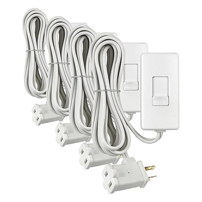 Leviton Table Lamp Dimmer White | 150W LED/CFL Compatible | 6 Foot Cord | Slide Control | Pack of 4