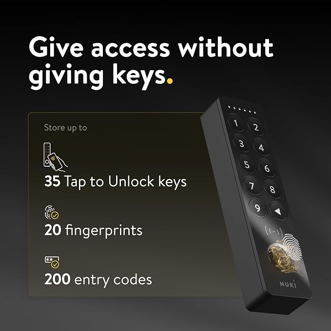 Nuki Smart Lock (Deadbolt) & Keypad 2 NFC, Keyless Door System with Auto-Lock, Fingerprint and Code Access, App Control, Easy Setup, Compatible with Alexa, Google, for Secure and Easy Home Entry