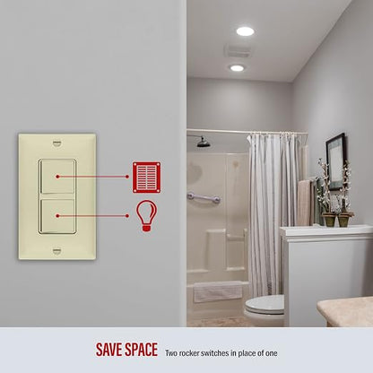ENERLITES Ivory Double Paddle Decorator 3-Way Switch, 15A, 1 Pack