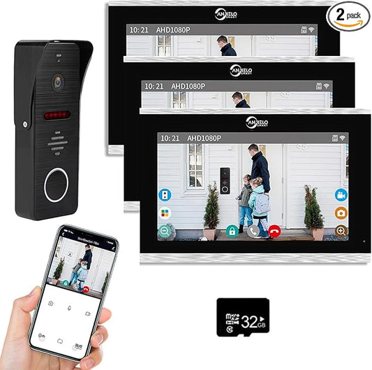 Wired Video Doorbell Apartment Intercom System,10 Inch Touch Screen Monitor,Motion Detection TUYA WiFi Smart Home Video Intercom Door Phone Kits for Home Villa (1 doorbell+3 Monitor)