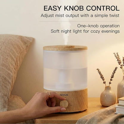 AZEUS 3.5L Cool Mist Humidifier with 7-Color Night Light, Woodgrain