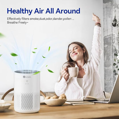 Aucleia Air Purifiers for Bedroom Home with H13 True HEPA Filter, 20dB Quiet Air Cleaner for Pets Hair Dander Odor, Smoke Dust Pollen, Aromatherapy Function, White (Pack of 2)