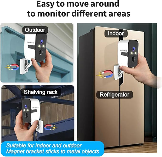 Security Cameras Wireless Outdoor Indoor,180° Horizontal Cameras for Home Security Battery,2.4/5GHz WiFi Camera Motion Detection Alert,2-Way Audio,IP65 WaterProof,Work with Alexa,Built-in Magnet Base