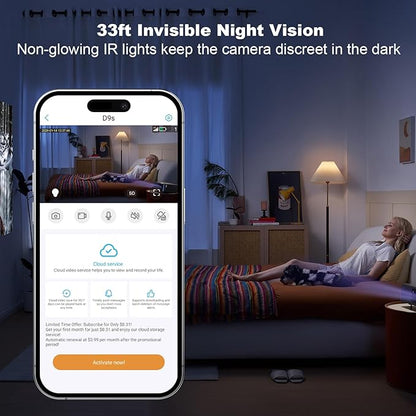 4G LTE Cellular Security Camera Indoor, Off Grid Security Camera No WiFi with Long Standby Battery Life, Night Vision, Human Detect, Portable Magnetic SIM Card Cam for Garage, Vacant House, RV, Home
