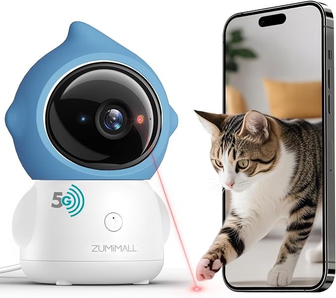 ZUMIMALL Pet Camera with Laser Toy, 2K WiFi Dog Cat Camera with Phone App