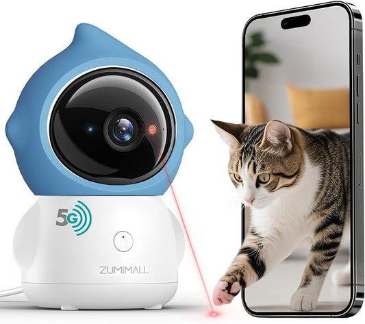 ZUMIMALL Pet Camera with Laser Toy, 2K WiFi Dog Cat Camera with Phone App