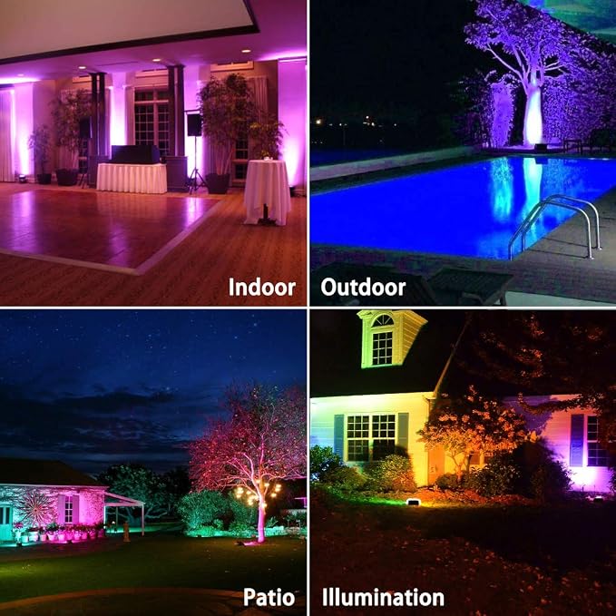 MELPO Led Flood Light Outdoor, 50W RGB Color Changing Landscape Lighting | Remote Control, Timing - 12 Colors - 4 Modes, IP66 Waterproof, US 3-Plug, MELPO (Pack of 2)