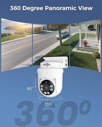 Hiseeu 3K PTZ Wired Security Camera System Outdoor with Color Night Vision,Audio,8 x 5MP IP67 CCTV Cameras,5MP DVR 8CH,3TB HDD,360°Coverage,Person/Vehicle Detection,Alarm Spotlight,24/7 Recording
