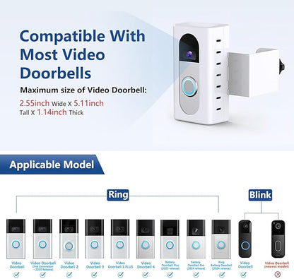 KIMILAR Anti-Theft Video Doorbell Mount Compatible with Ring/Blink Video Doorbell (Not for Blink 2025 ver.), Adjustable Mounting Bracket Accessories for Houses, Apartments, Not for Security Door