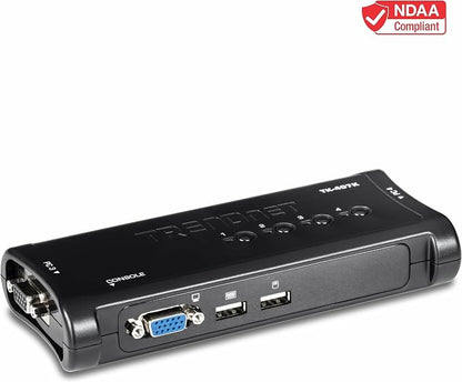 TRENDnet 4-Port USB KVM Switch, TK-407K, Black,NDAA & TAA Compliant
