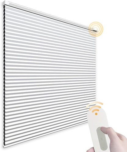 Motorized Cellular Shades Cordless Blackout Rechargeable Window Shades with Remote for Privacy Protection Smart Home Electric Curtains Automatic Honeycomb Blinds for Windows, 24" x 48", White