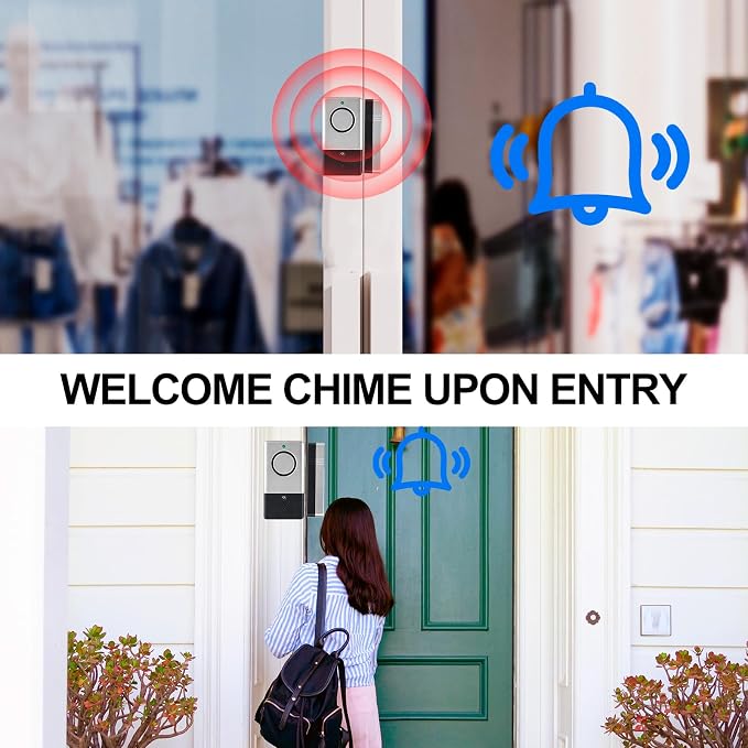 120DB Door Window Alarms for Kids Toddler Safety & Home Anti Intrusion, Entry Alert Chime Triggered When Opened for Store Household Apartment, 8 Pack Silver Gray