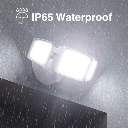 Onforu 80W LED Dusk to Dawn Flood Lights,8000LM White Exterior Security Outdoor Lighting,IP65 Waterproof Outdoor 3 Adjustable Heads Photocell Light Fixture,6500K Floodlight for Garage,Patio,Yard