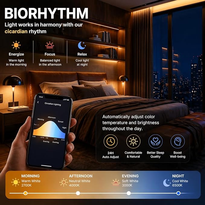 Smart Light Bulbs 2 Pack, A19 Color Changing LED (800 Lumens), WiFi & Bluetooth, Music Sync, Compatible with Alexa & Google Assistant, No Hub Needed, 16 Million Colors