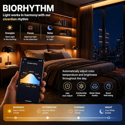 Smart Light Bulbs 2 Pack, A19 Color Changing LED (800 Lumens), WiFi & Bluetooth, Music Sync, Compatible with Alexa & Google Assistant, No Hub Needed, 16 Million Colors