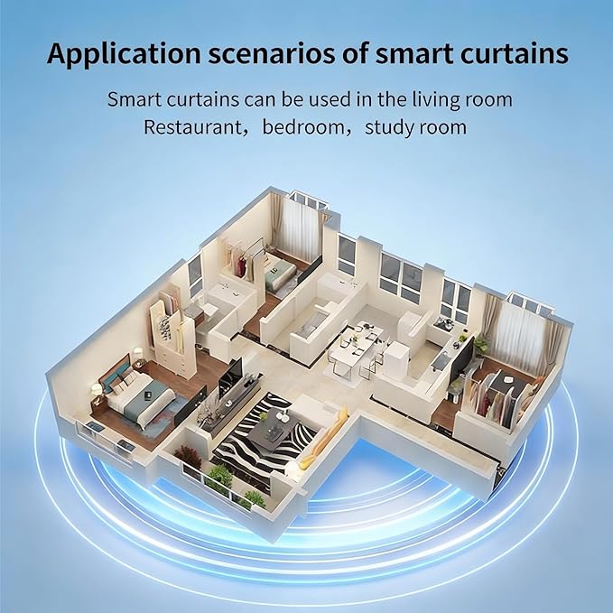 Smart Curtain Track System with Mini Zigbee Motor, Automatic Motorized Curtains Rod 244.1''(6.2m) with App, Voice, Remote Control, Compatible with Alexa,Google and Siri