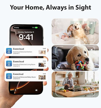 Gyliziex Clock Camera 2K, 5Ghz & 2.4Ghz WiFi Indoor Security Camera with Alarm, Full Colored Night Vision, Smart Motion Detection, Local Storage