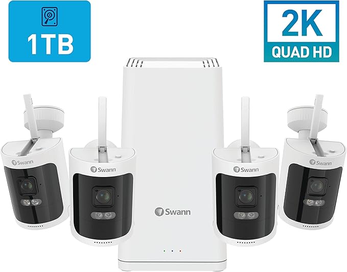 Swann AllSecure650™ 2K Wireless Security Kit with 4 x Wire-Free Cameras & Power Hub NVR