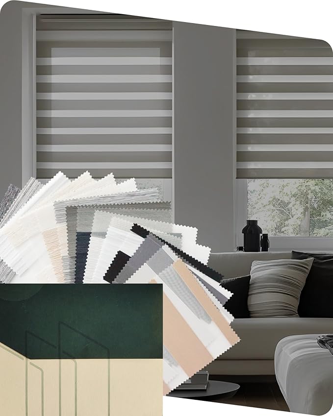 Yoolax Motorized Blinds with Remote, Motorized Zebra Shades Compatible with Alexa, Privacy Motorized Blinds, Zebra Shades for Windows, Fabric Sample (Multicolor)