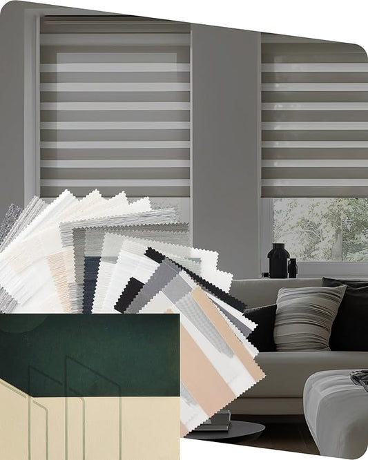 Yoolax Motorized Blinds with Remote, Motorized Zebra Shades Compatible with Alexa, Privacy Motorized Blinds, Zebra Shades for Windows, Fabric Sample (Multicolor)