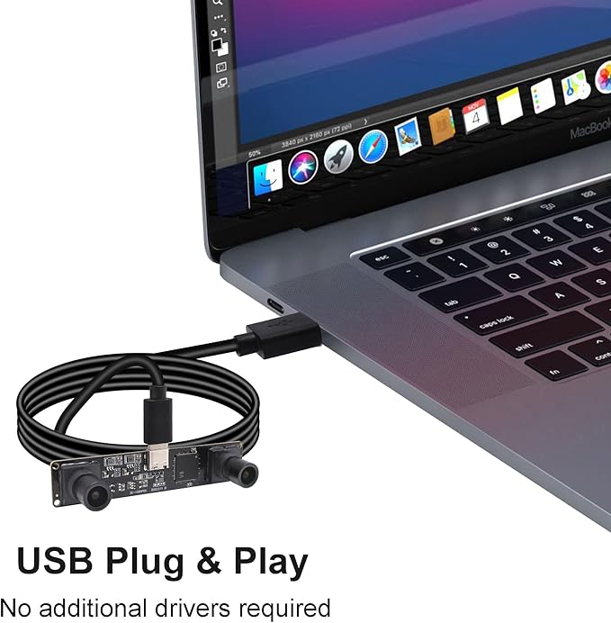 MMlove USB Stereo Camera Synchronous Dual Lens 1080P 60FPS Camera Module 4MP 3D Webcam 117° Wide Angle View Lightburn Webcam USB2.0 Plug & Play for VR Face Recognition Streaming,PC/Laptop/Raspberry Pi