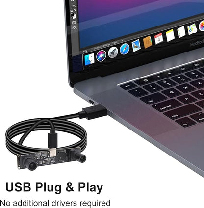 MMlove USB Stereo Camera Synchronous Dual Lens 1080P 60FPS Camera Module 4MP 3D Webcam 117° Wide Angle View Lightburn Webcam USB2.0 Plug & Play for VR Face Recognition Streaming,PC/Laptop/Raspberry Pi