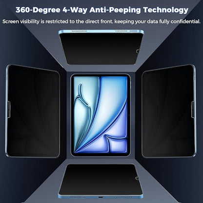 Matte Privacy Screen Protector for iPad Air 11 Inch M3 M2 (7th&6th Generation, 2025/2024), Anti Spy Private Filter for iPad Air11 Inch, High Sensitive Bubble-Free Black Security Screen, 1 Pack