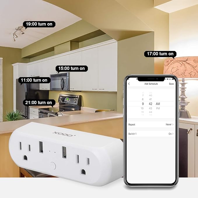 XODO WP3 Smart WiFi Plug - Wireless Remote Control by App Compatible with Alexa and Google Home Assistant 2.4 GHz Network only - Voice Control - WiFi Enable - Smart Home Outlet - 2Pack