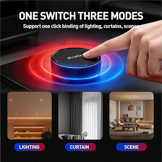 Zigbee Switch, Zigbee Button, Wireless Smart Button, Supports to Create Smart Scenes, Trigger Connected Devices on APP with Three Control Options, Tuya ZigBee Gateway Required (V2 or Higher), Black