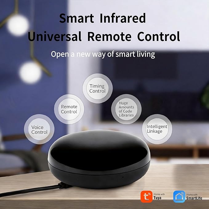 WiFi Smart IR Blaster, IR Remote Control Hub for Smart Home Automation, Universal Remote Control for TV AC AUD STB, Compatible with Alexa & Google Assistant