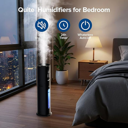 Humidifiers for Bedroom Large Room with Smart App & Remote Control, 7L/1.85Gal Large Humidifier, 4 Mist Levels Room Humidifiers for Home Crow