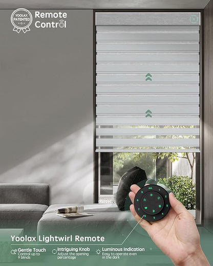 Yoolax Smart Dual Roller Shades, Motorized Blinds with Remote Smart Zebra Shades Compatible with Alexa, Blackout & Room Darkening Automatic Blinds for Windows (Zebra Layer White)
