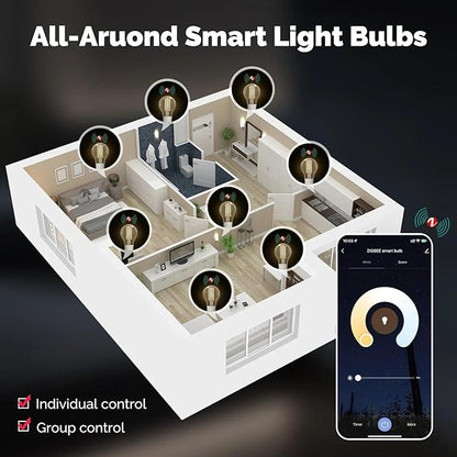 Smart Filament Bulb Light Your House Easily with Scene E27 Energy Saving Customize Light by Time 7W Tuya APP Control,3pcs